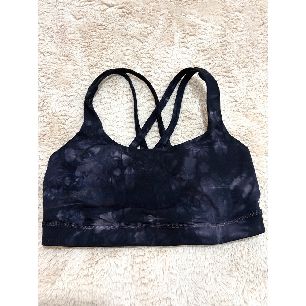 Lululemon Energy Bra Diamond Dye Pitch Grey Strappy Criss Cross Yoga Sports‎ Bra